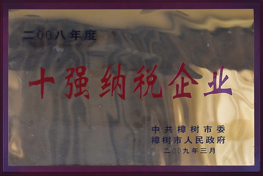 2008年度十强纳税企业